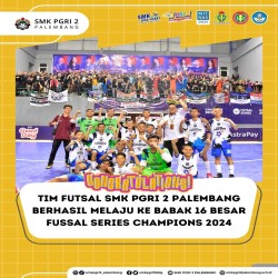 Congrats ya buat Tim Futsal SMK PGRI 2 Palembang telah berhasil lolos ke babak 16 Besar di ajang Futsal Series Champion.