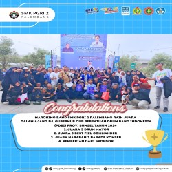 Marching Band SMK PGRI 2 Palembang telah raih beberapa juara dalam ajang Pj. Gubernur Cup Persatuan Drum Band Indonesia (PDBI) Prov. Sumsel Tahun 2024